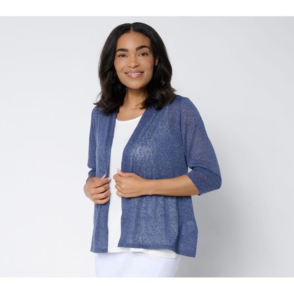 Denim & Co. Women's Top Sweater Sz L Make Your Selection: Slub Knit Blue A741970